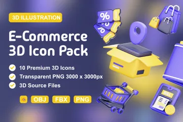 Pack d'icônes 3D de commerce électronique Pack 3D Icon