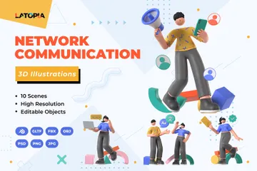 Communication réseau Pack 3D Illustration