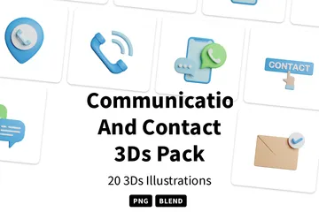 Communications et contacts Pack 3D Icon