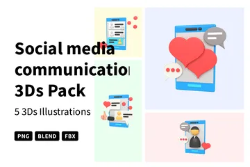 Communications sur les réseaux sociaux Pack 3D Icon