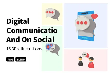 Communications numériques et sur les réseaux sociaux Pack 3D Icon