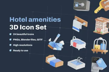 Comodidades do hotel Pacote de Icon 3D
