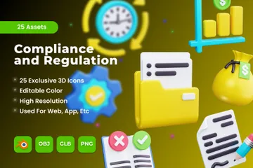 Compliance And Regulation 3D Icon Pack