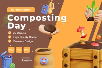 Composting Day 3D Illustration Pack