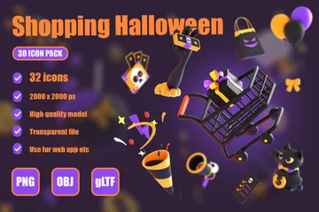 Compras de Halloween Pacote de Icon 3D