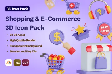 Compras e comércio eletrônico Pacote de Icon 3D
