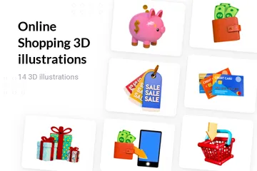 Las compras en línea Paquete de Illustration 3D