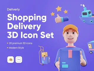 Entrega de compras Pacote de Icon 3D