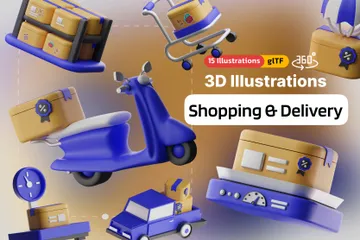 Compras e entrega Pacote de Icon 3D