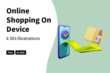 Compras on-line no dispositivo Pacote de Illustration 3D