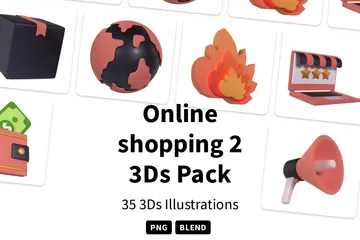 Compras en línea 2 Paquete de Icon 3D