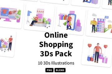 Compras online Pacote de Illustration 3D