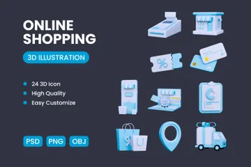 Compras online Pacote de Icon 3D