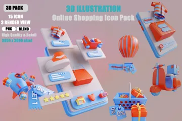 Las compras en línea Paquete de Illustration 3D