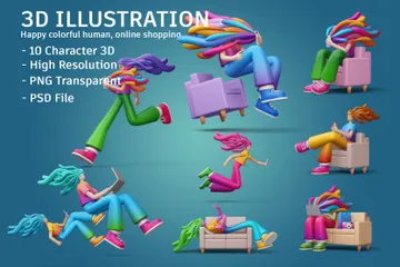 Compras online Pacote de Illustration 3D