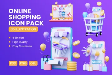 Compras online Pacote de Illustration 3D