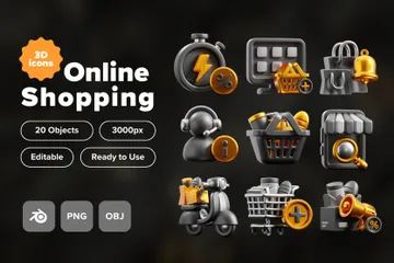 Compras online Pacote de Icon 3D