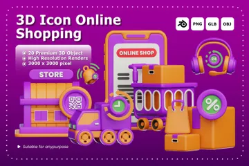 Compras online 3D Icon Pack