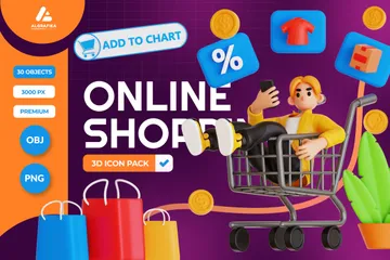 Compras online Pacote de Illustration 3D