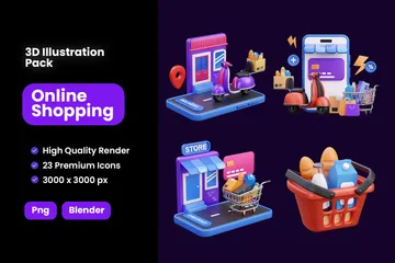 Compras online Pacote de Icon 3D