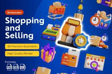 Compras y comercio electrónico Paquete de Icon 3D