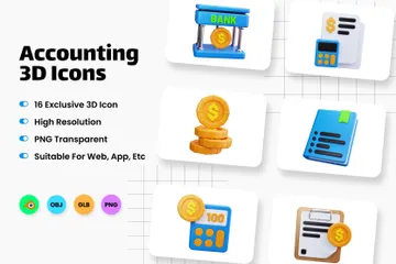 Comptabilité 3D Icon Pack