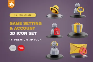 Paramètres de jeu et compte Pack 3D Icon