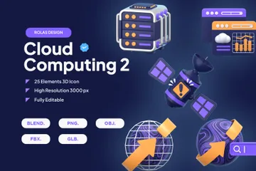 Computação em nuvem 2 Pacote de Icon 3D