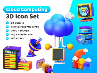 Computación en la nube Paquete de Illustration 3D