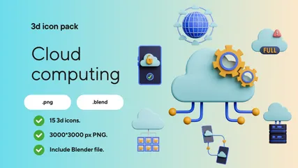 Computación en la nube Paquete de Icon 3D