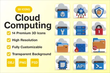 Computación en la nube Paquete de Icon 3D