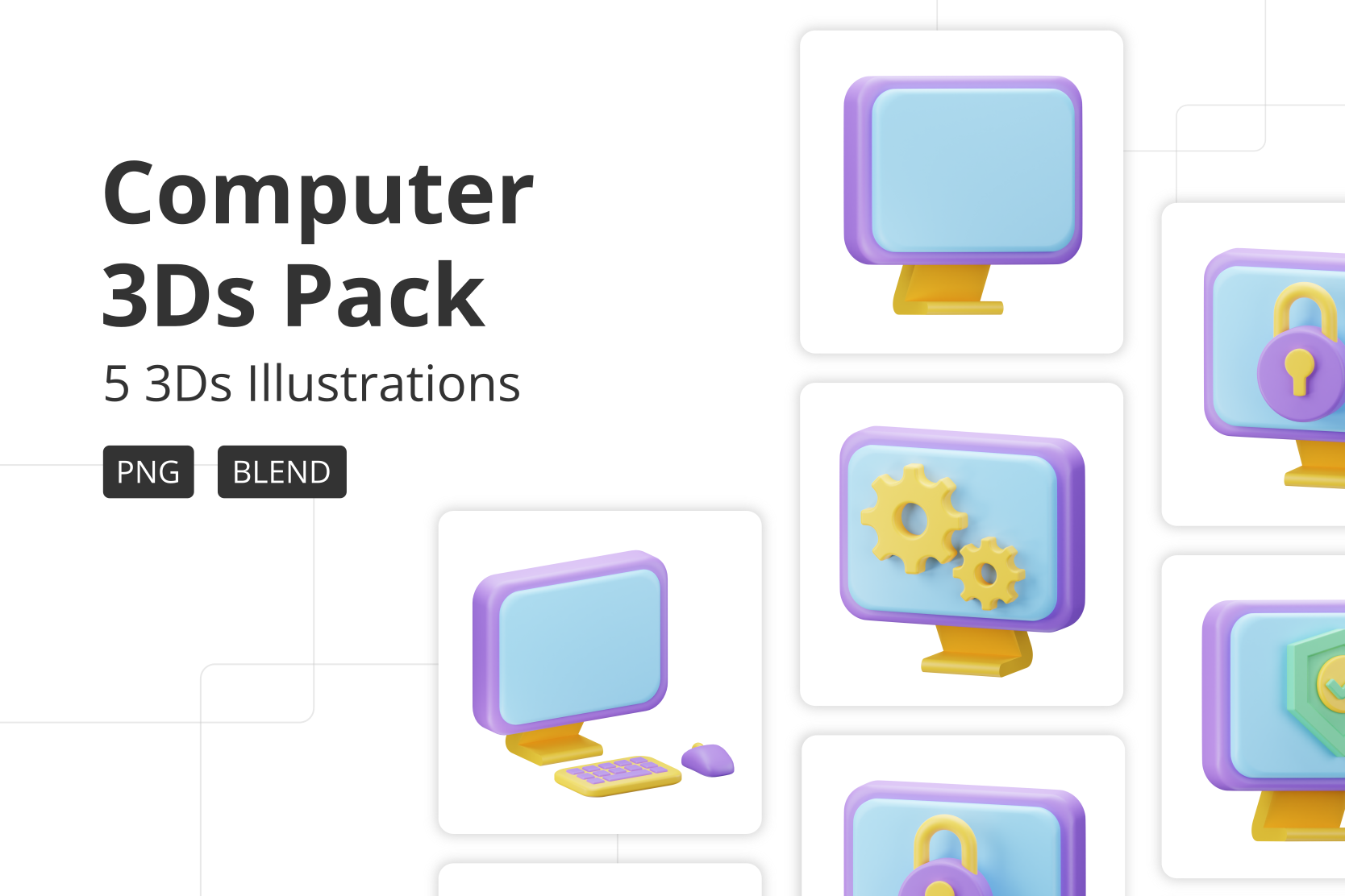 Premium computer 3d illustration pack from appliances 3d illustrations
