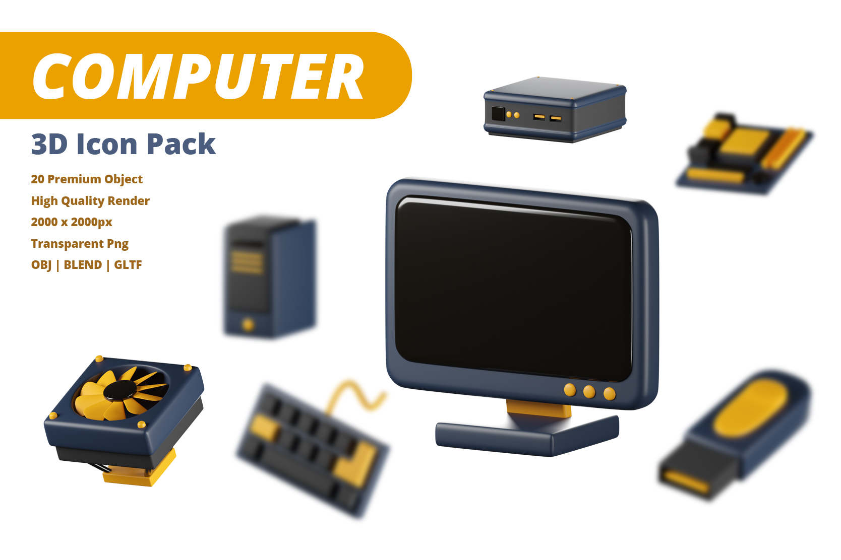 Premium COMPUTER 3D Illustration pack from Science & Technology 3D