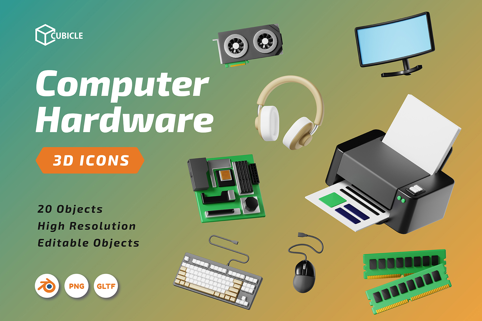 Computer Hardware 3D Icon Pack - 20 Free Download Appliances 3D Icons ...
