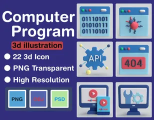 Computer Programming 3D Icon Pack
