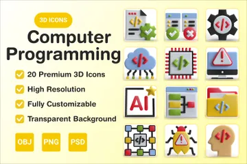 Computer Programming 3D Icon Pack