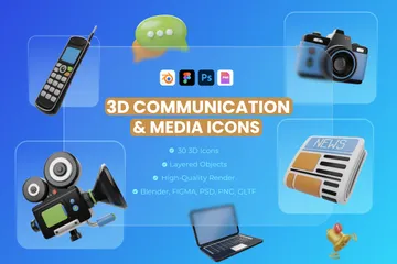 Comunicação e Mídia Pacote de Icon 3D