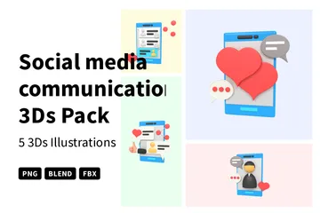 Comunicaciones en redes sociales Paquete de Icon 3D