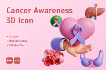 Concientización sobre el cáncer Paquete de Icon 3D
