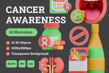 Concientización sobre el cáncer Paquete de Icon 3D