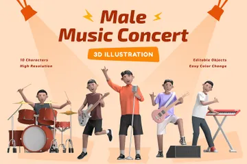 Concierto de Música Masculina Paquete de Illustration 3D