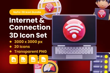 CONEXÃO DE INTERNET Pacote de Icon 3D
