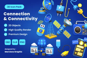 Conexão e conectividade Pacote de Icon 3D