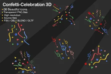 Confetti Celebration 3D Icon Pack
