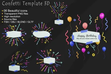 Confetti Template 3D Icon Pack