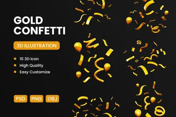 Confettis dorés Pack 3D Icon