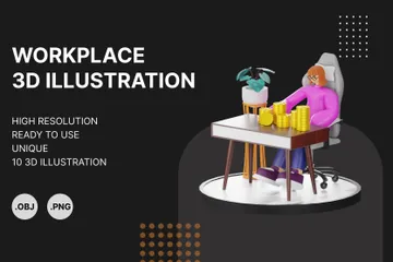 Conjunto de ambiente produtivo Pacote de Illustration 3D