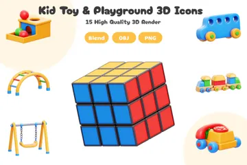 Conjunto de brinquedos infantis e playground Pacote de Icon 3D