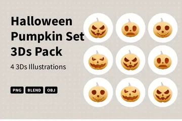 Conjunto de calabaza de Halloween Paquete de Icon 3D