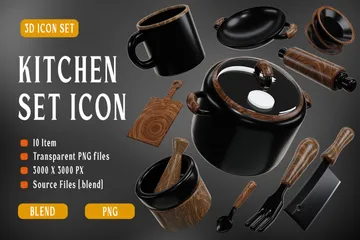 Conjunto de cozinha Pacote de Icon 3D